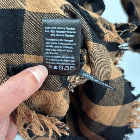 Risen Los Angeles Women's Black and Tan Plaid Hooded zip front layered look M - Picture 11 of 13